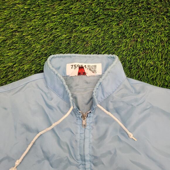 Vintage 70s Campus Jacket Medium 22x25 Blue White - Picture 10 of 13